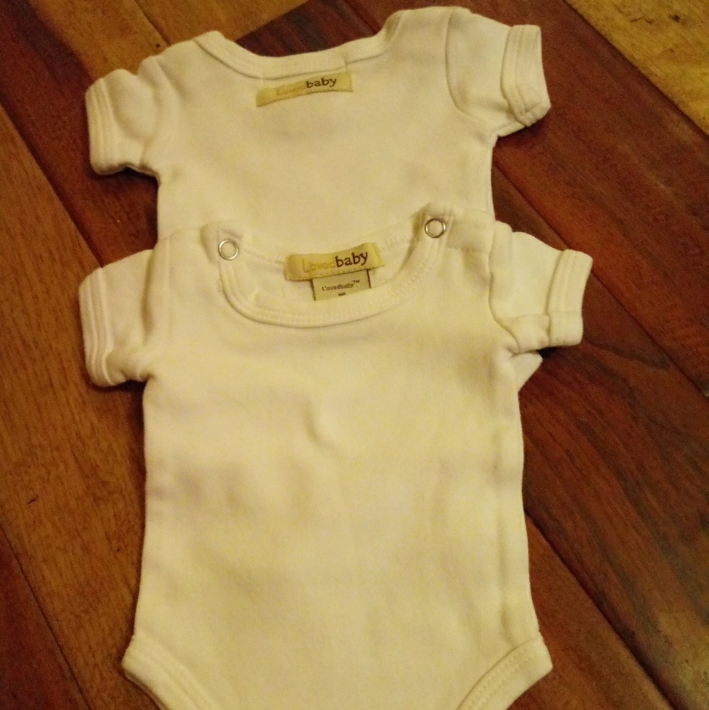 2 NWOT L'ovedbaby NB organic onesies